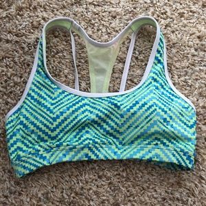 Marika blue/green racer back sports bra